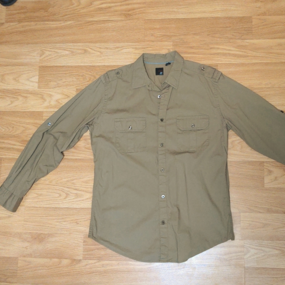 J. Ferrar Mens Brown Button Down Shirt